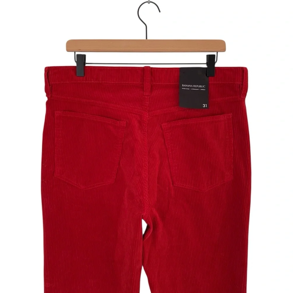 Banana Republic Bright Red High Rise Button Fly Straight Leg Corduroy Pants - Picture 9 of 12